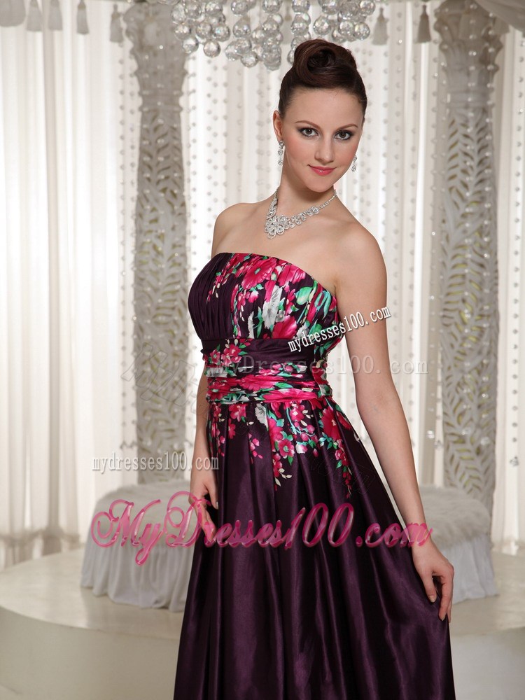 Printing Prom Dress For Formal With Strapless Neckline Ankle Length In 2013