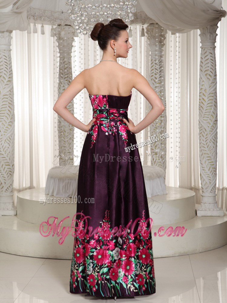 Printing Prom Dress For Formal With Strapless Neckline Ankle Length In 2013