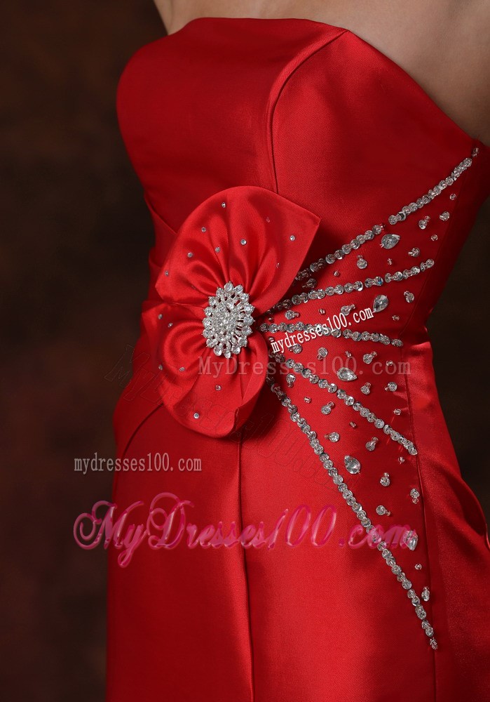 Summer Strapless Red Mermaid Prom Dress With Beaded Decorate
