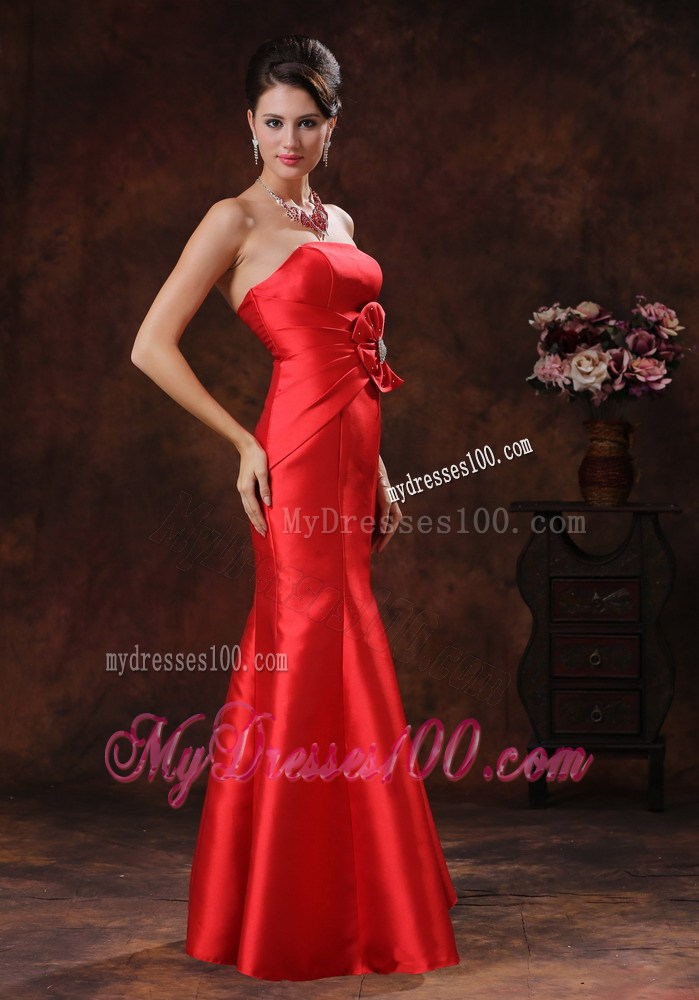 Summer Strapless Red Mermaid Prom Dress With Beaded Decorate