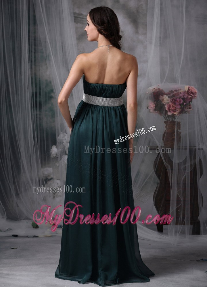 Exquisite Dark Green Prom Dress Empire Sweetheart Belt Brush Train