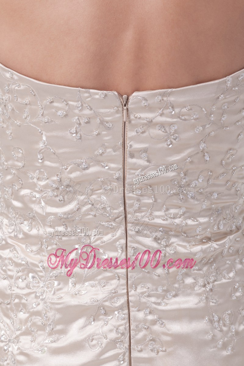 Sweetheart Embroidery Column Prom Dress With Brush Train
