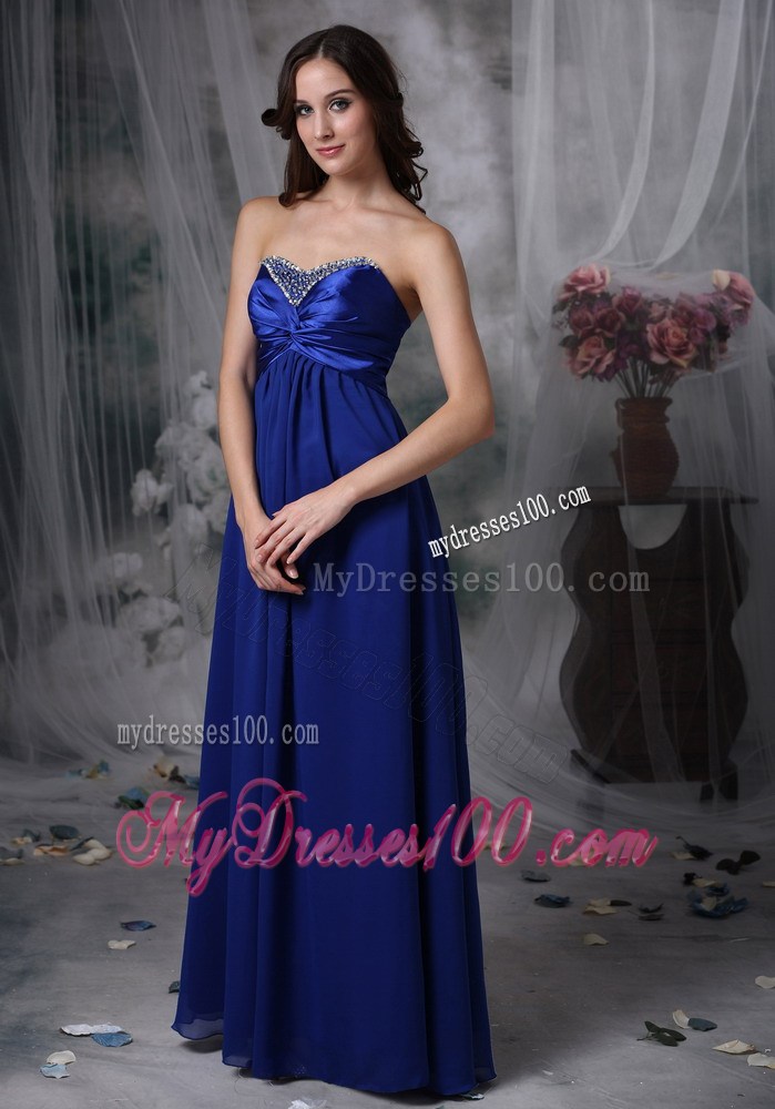 Luxurious Royal Blue Long Prom Dressed Empire Sweetheart Beading
