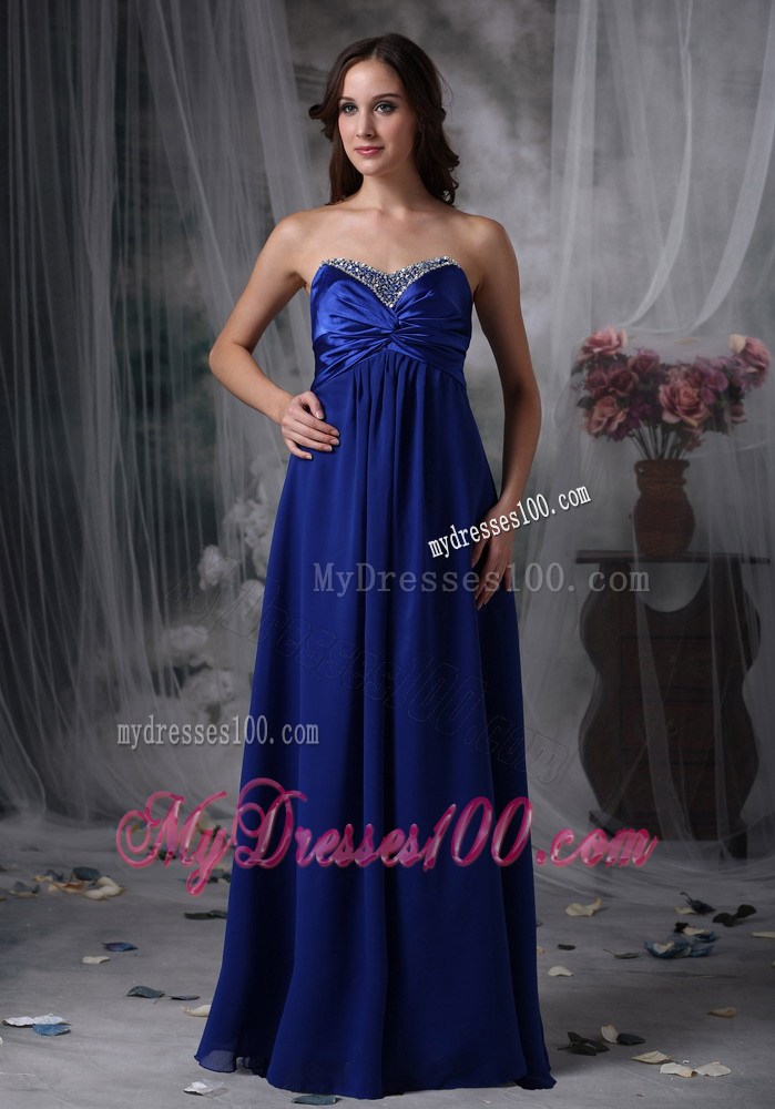 Luxurious Royal Blue Long Prom Dressed Empire Sweetheart Beading