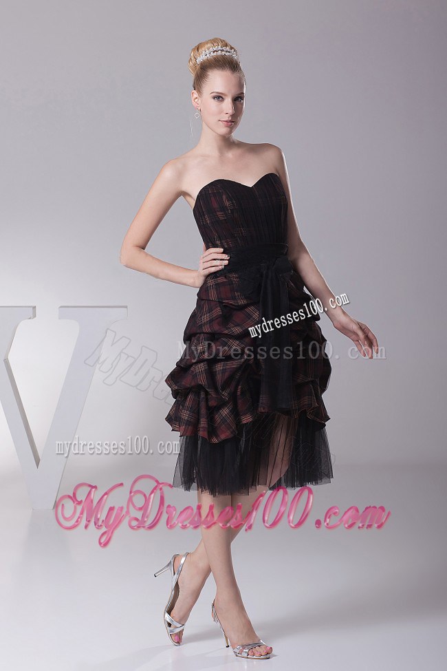 Sweetheart and Sash For Prom Dress With Knee-length