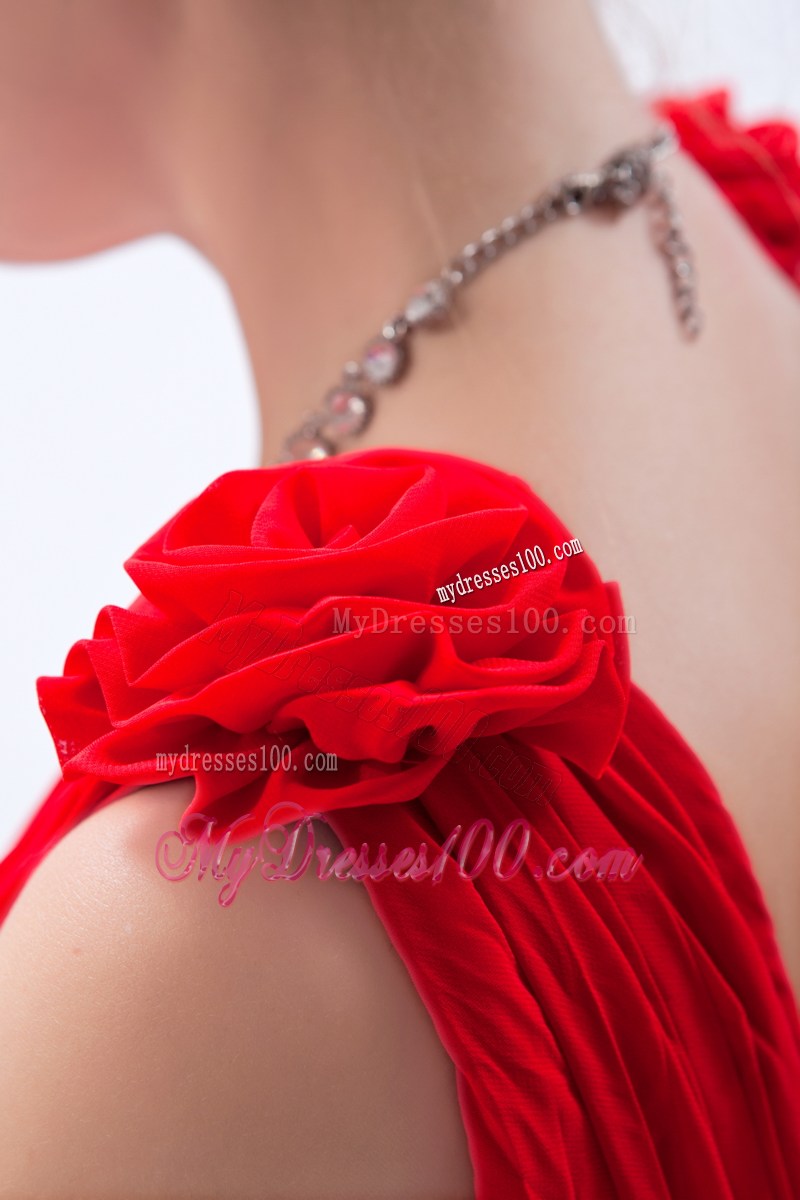 Red Empire V-neck Floor-length Beading 2013 Summer Prom Dresses