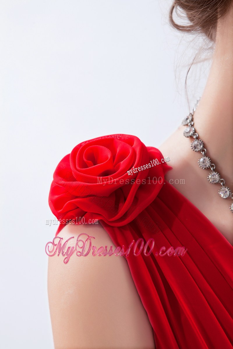 Red Empire V-neck Floor-length Beading 2013 Summer Prom Dresses
