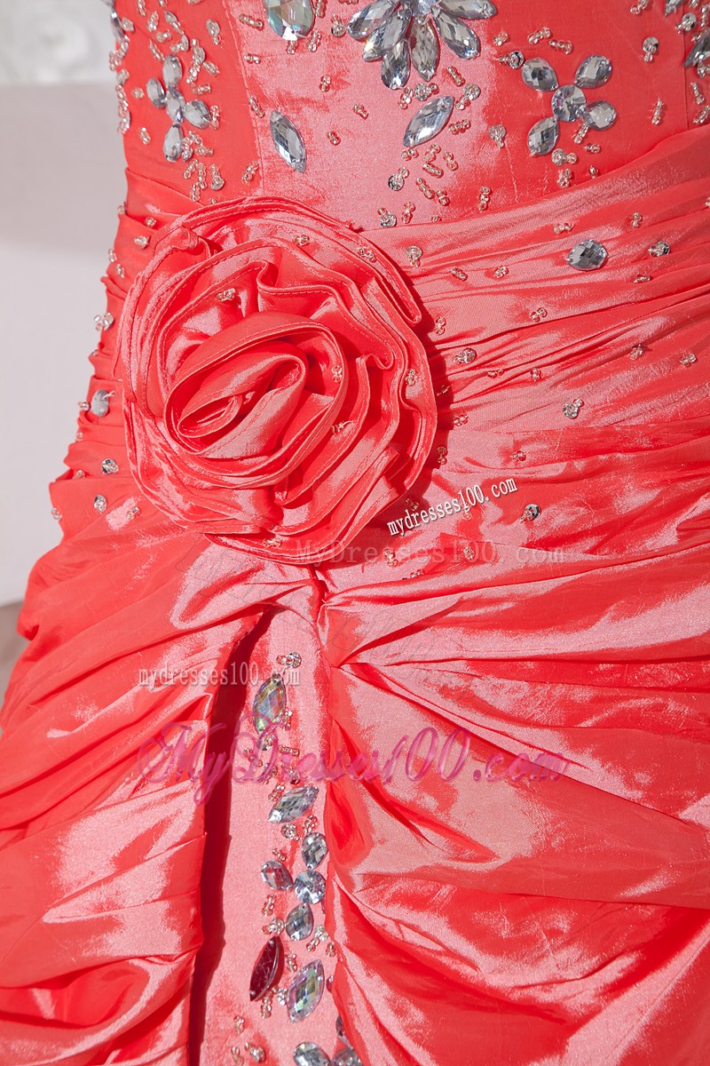 Watermelon Red Column Sweetheart High-low Beading Prom Dresses