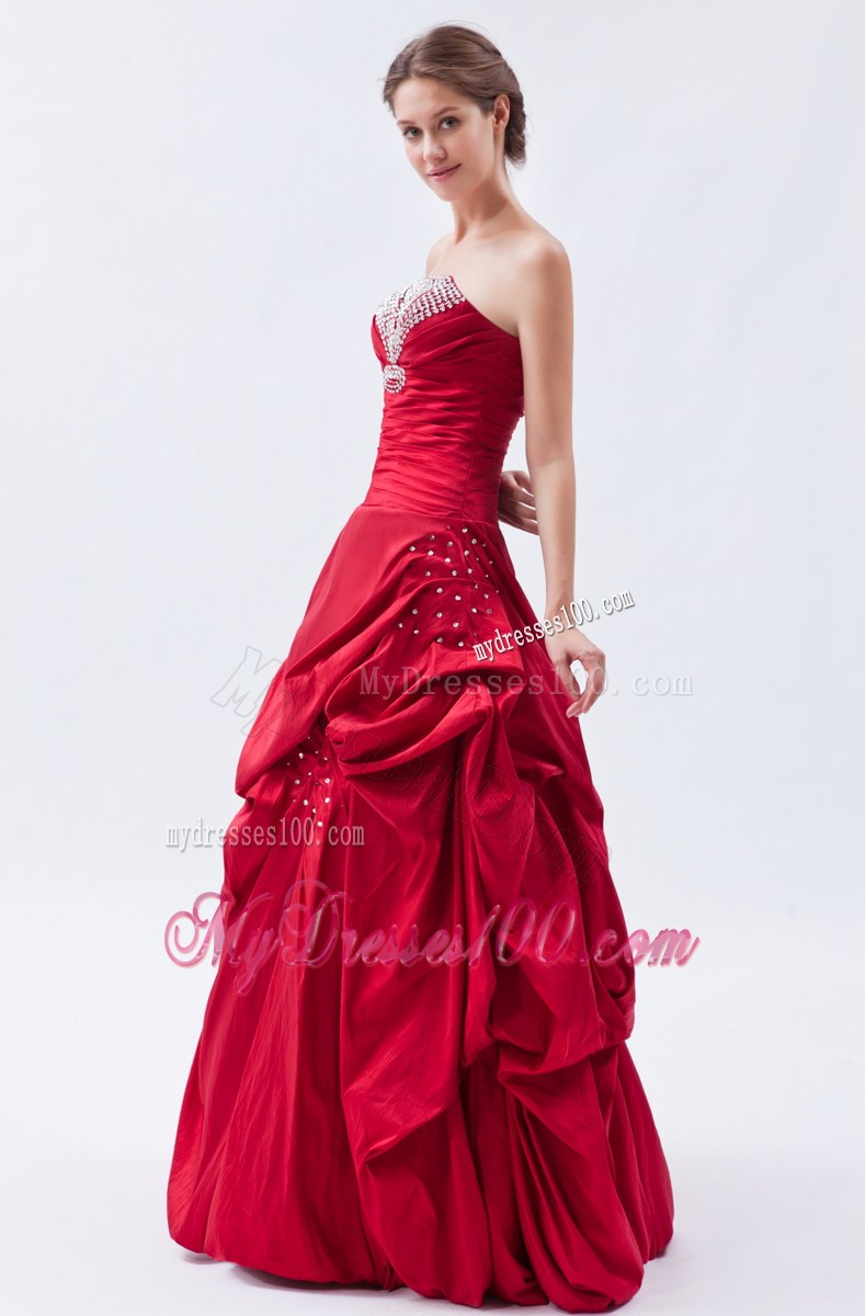 Wine Red Column Sheath Strapless Prom Dress Sequins Floor-length