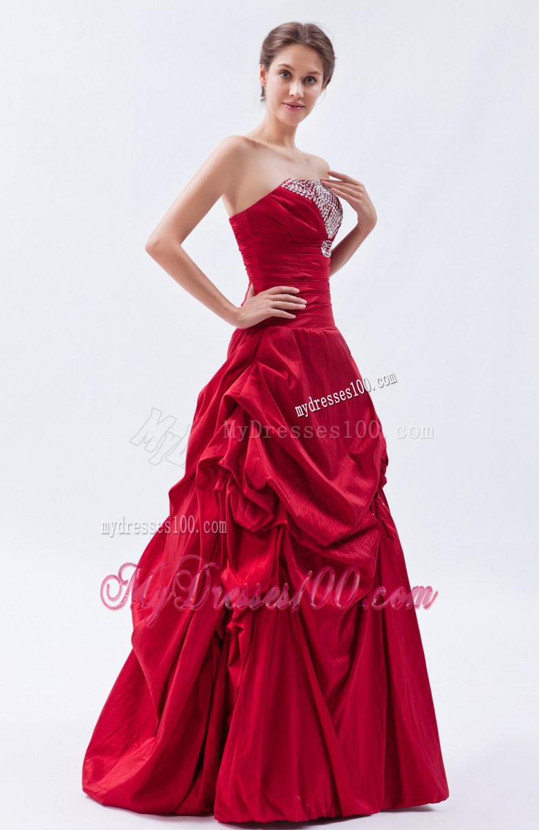Wine Red Column Sheath Strapless Prom Dress Sequins Floor-length