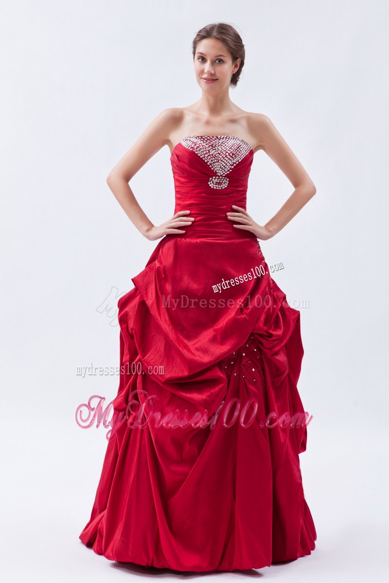 Wine Red Column Sheath Strapless Prom Dress Sequins Floor-length