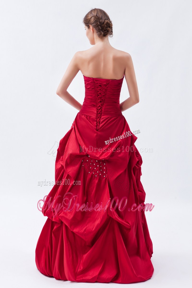 Wine Red Column Sheath Strapless Prom Dress Sequins Floor-length