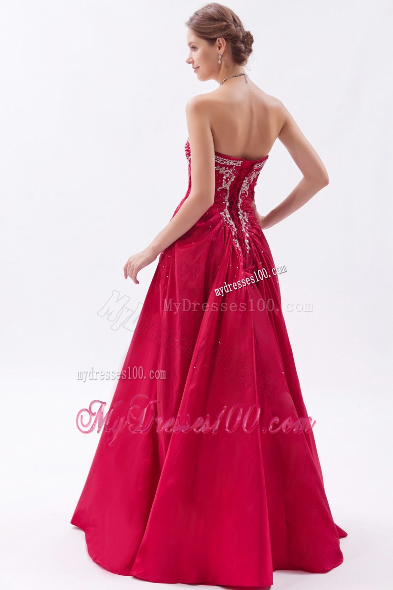 Wine Red Column Strapless Prom Dresses Embroidery with Beading