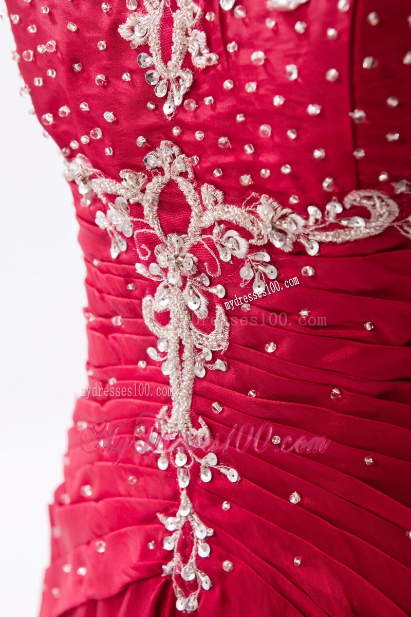 Wine Red Column Strapless Prom Dresses Embroidery with Beading