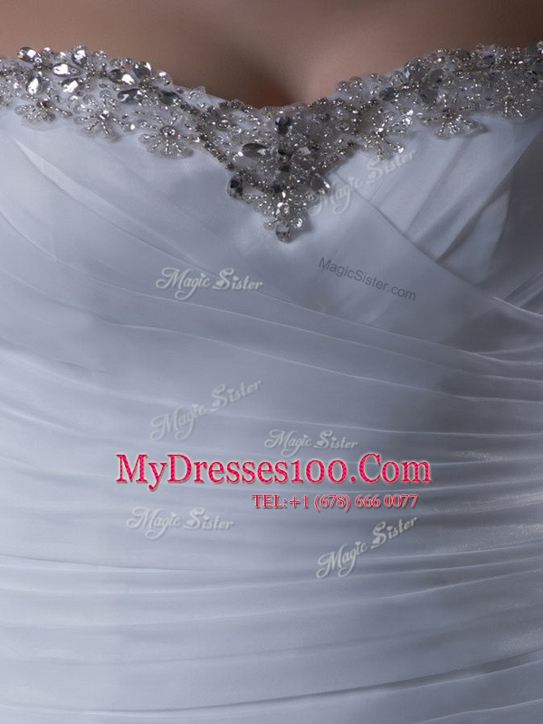 Most Popular Sleeveless Court Train Beading Lace Up Wedding Dresses