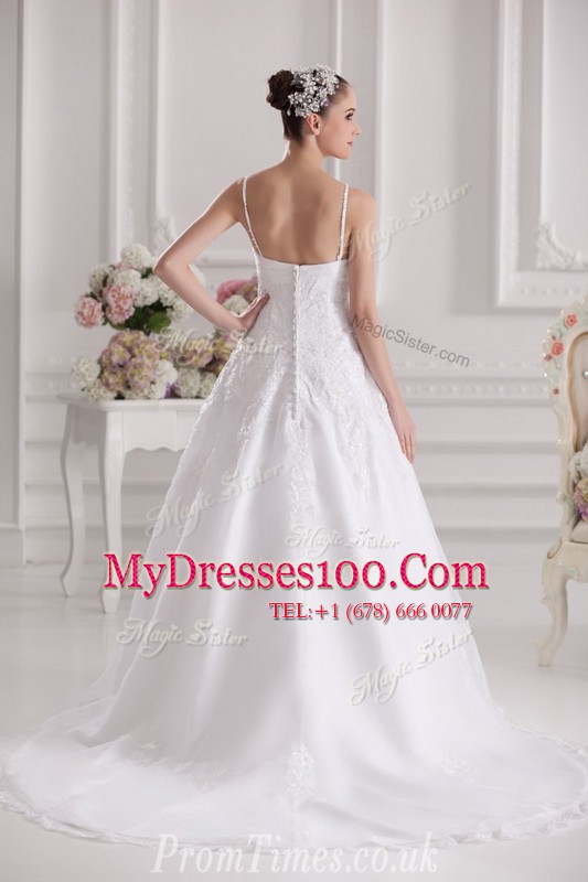 Smart White Zipper Wedding Dresses Beading and Lace and Appliques Sleeveless Brush Train
