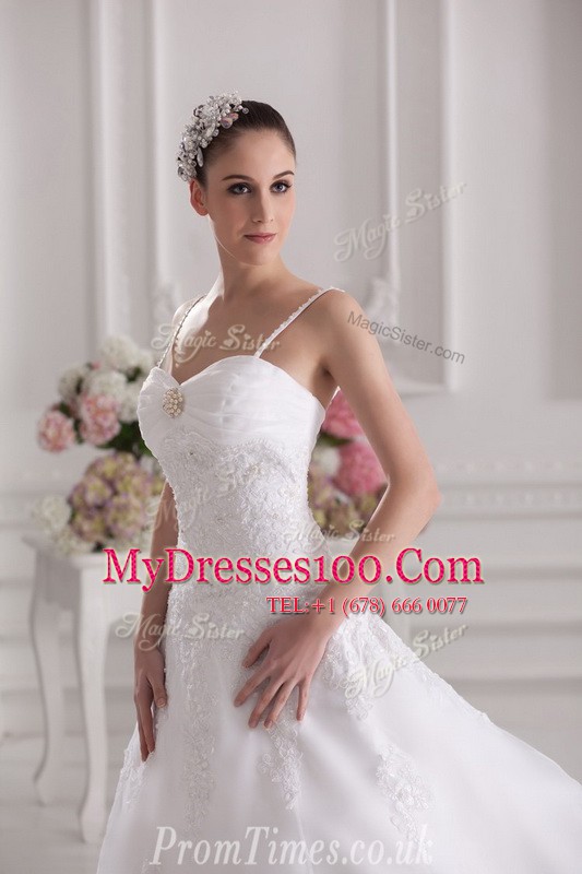 Smart White Zipper Wedding Dresses Beading and Lace and Appliques Sleeveless Brush Train