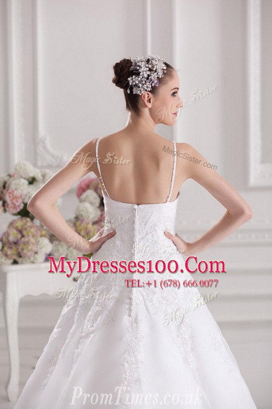 Smart White Zipper Wedding Dresses Beading and Lace and Appliques Sleeveless Brush Train