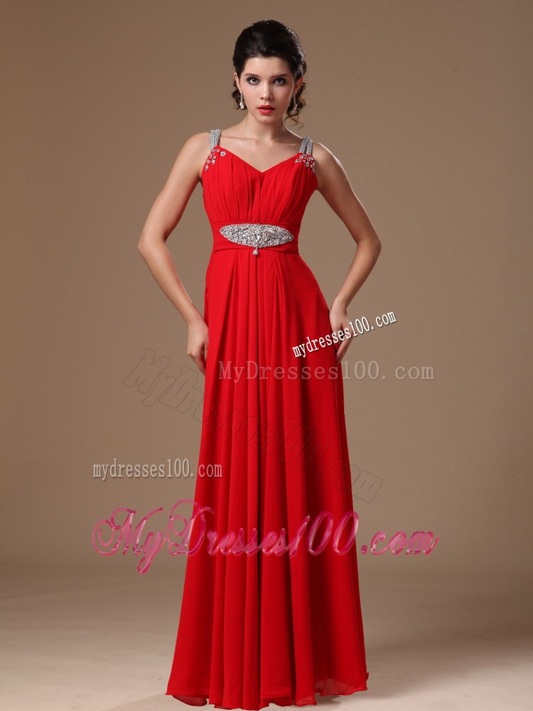 Customize Red Beaded Empire Prom Dress for 2013 New Style