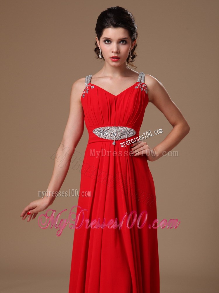 Customize Red Beaded Empire Prom Dress for 2013 New Style