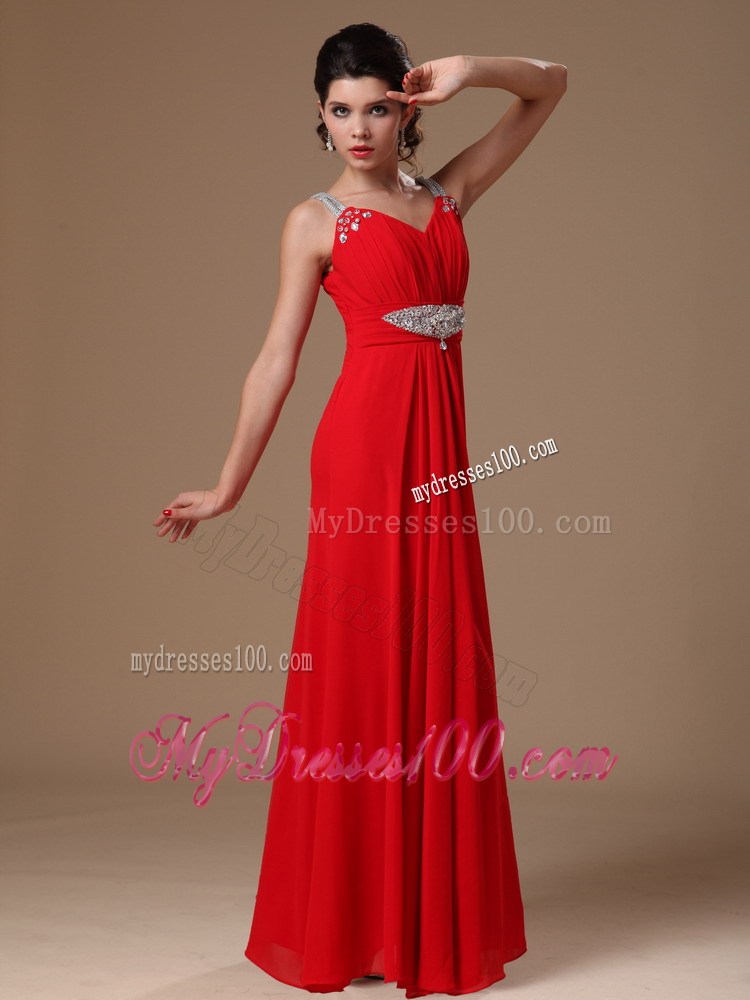 Customize Red Beaded Empire Prom Dress for 2013 New Style