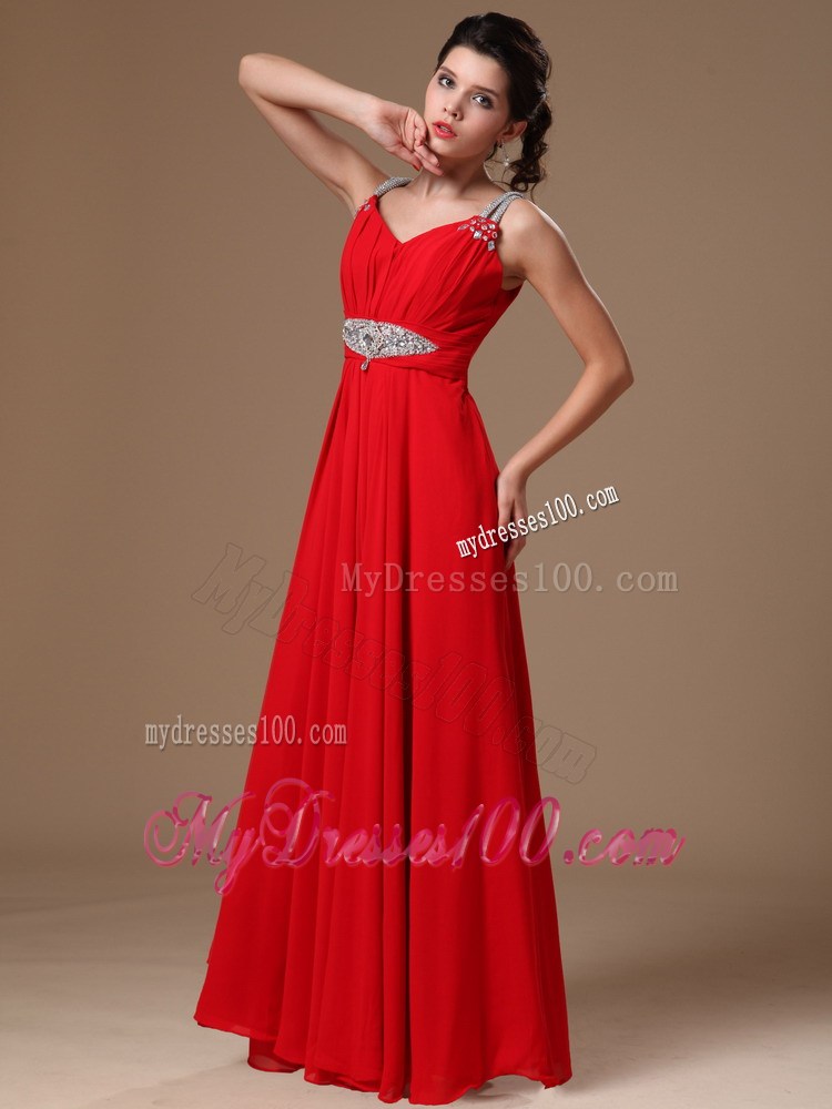Customize Red Beaded Empire Prom Dress for 2013 New Style