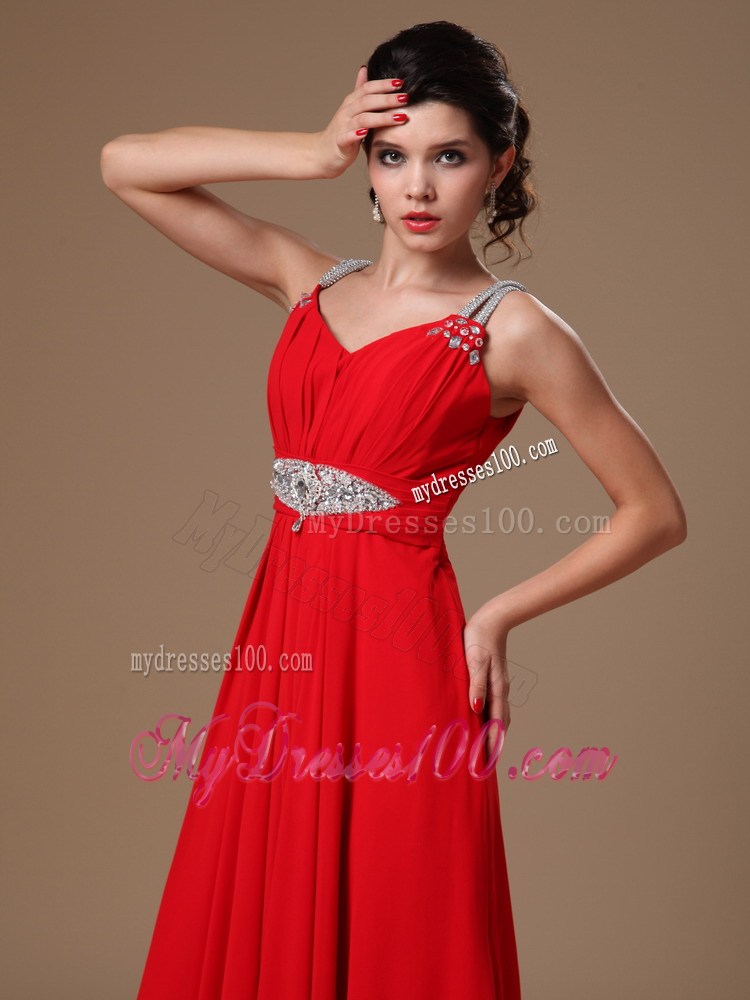 Customize Red Beaded Empire Prom Dress for 2013 New Style