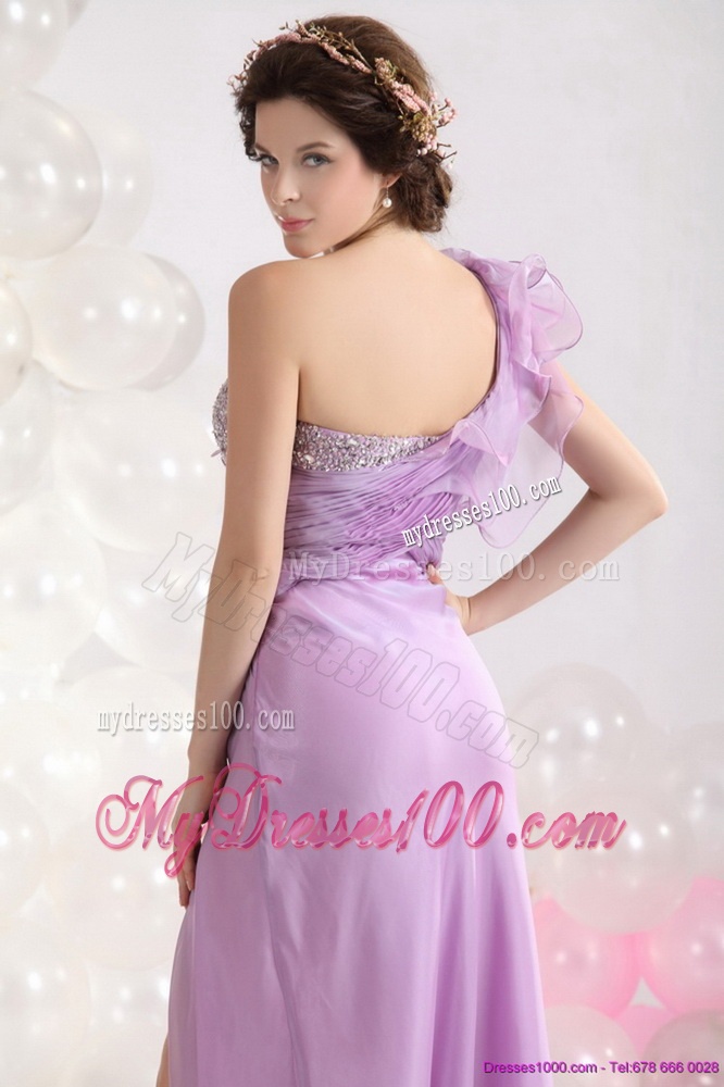 2016 Beautiful Empire One Shoulder Evening Dress with Beading and High Slit