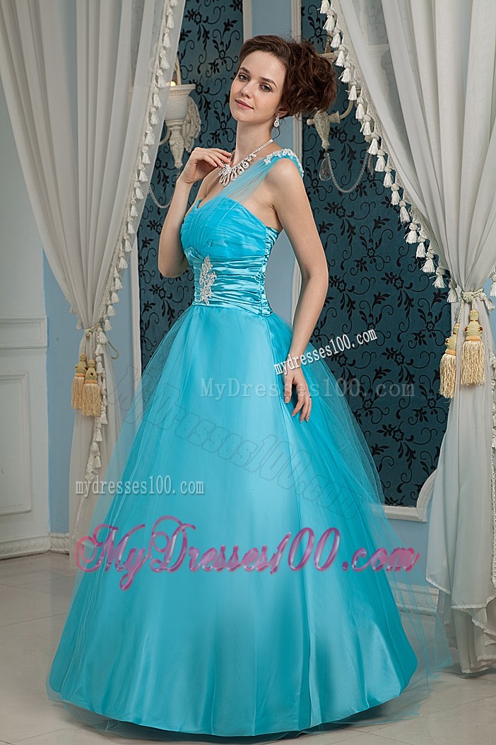 Transparent Single Shoulder Ruching Full Length Prom Dress with Jewelry
