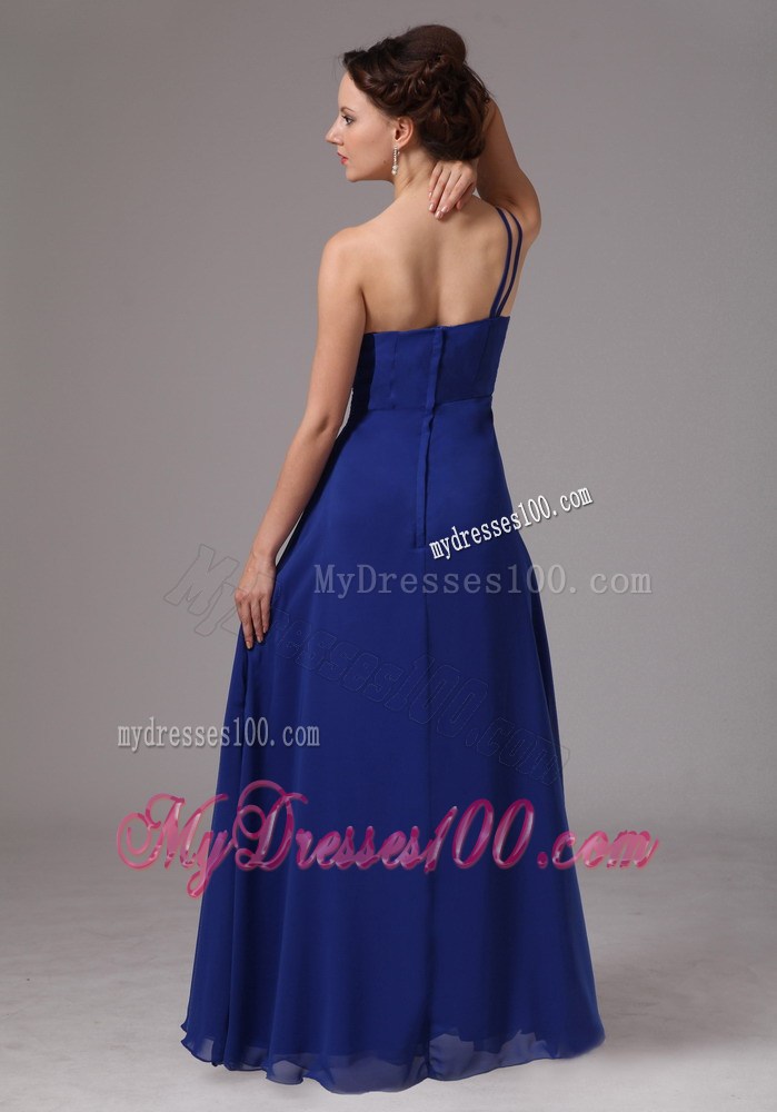 Royal Blue One Shoulder Appliques Prom Evening Dress For 2013