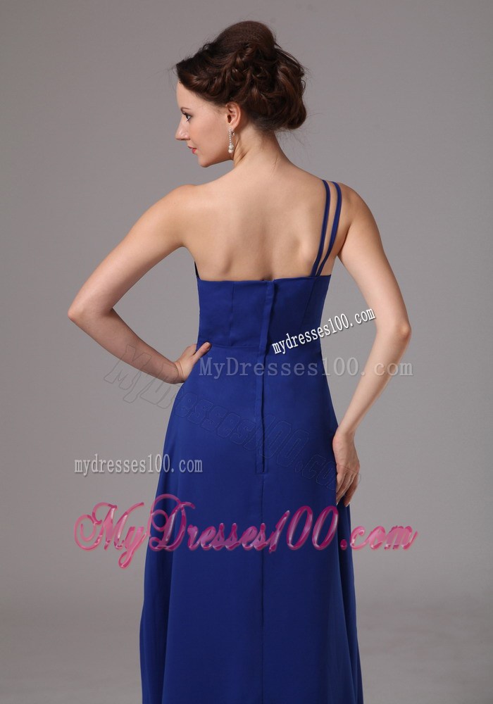 Royal Blue One Shoulder Appliques Prom Evening Dress For 2013