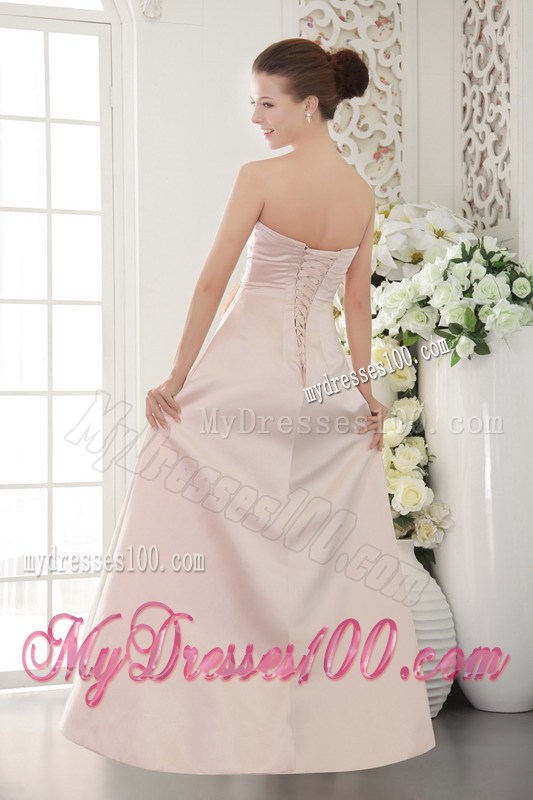 Pink Long Prom Dress with Ruffles and Hand-Made Flower