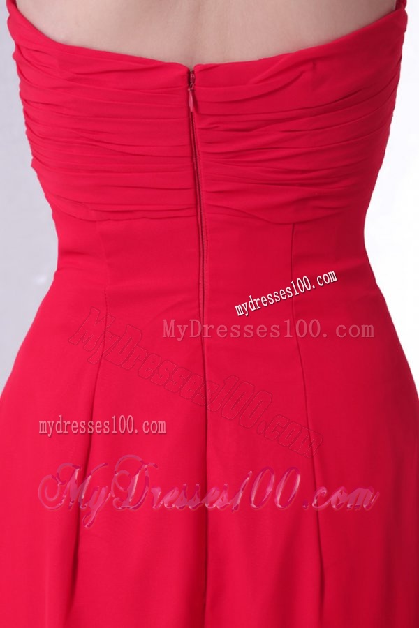 Beaded Decorate Brust Sweetheart Empire Chiffon Evening Dress in Red
