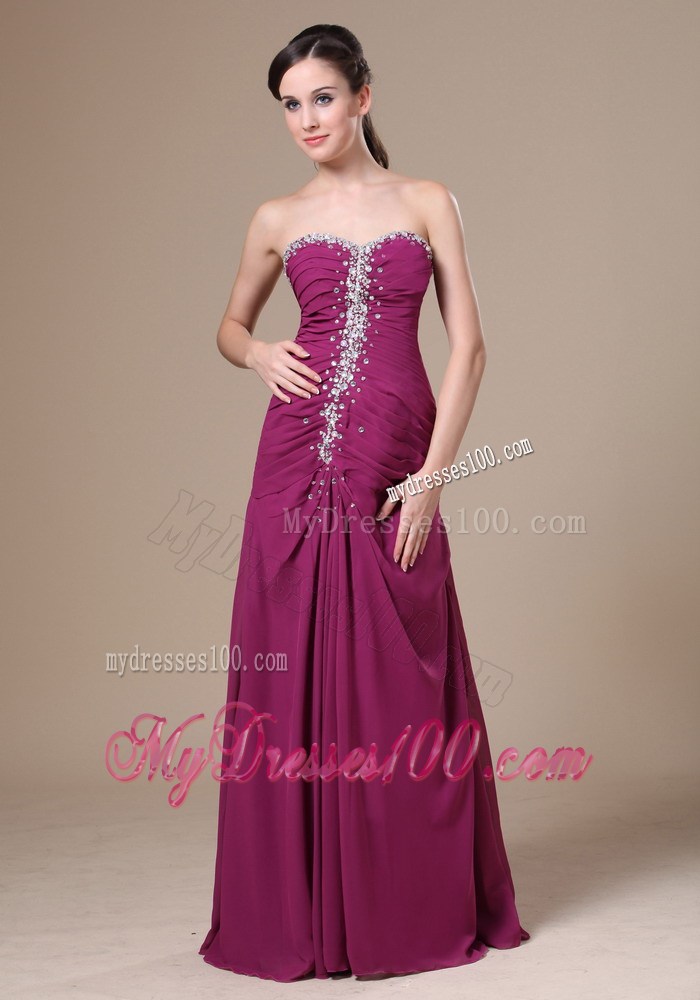 2013 Fuchsia Sweetheart Dress For Prom With Beaded Decorate