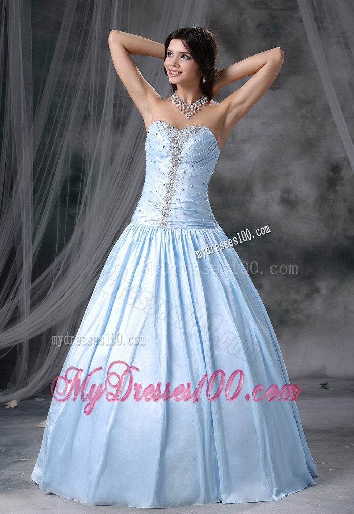 Ruching and Beading Puffy Sweetheart Prom Gown with Lace Up Back