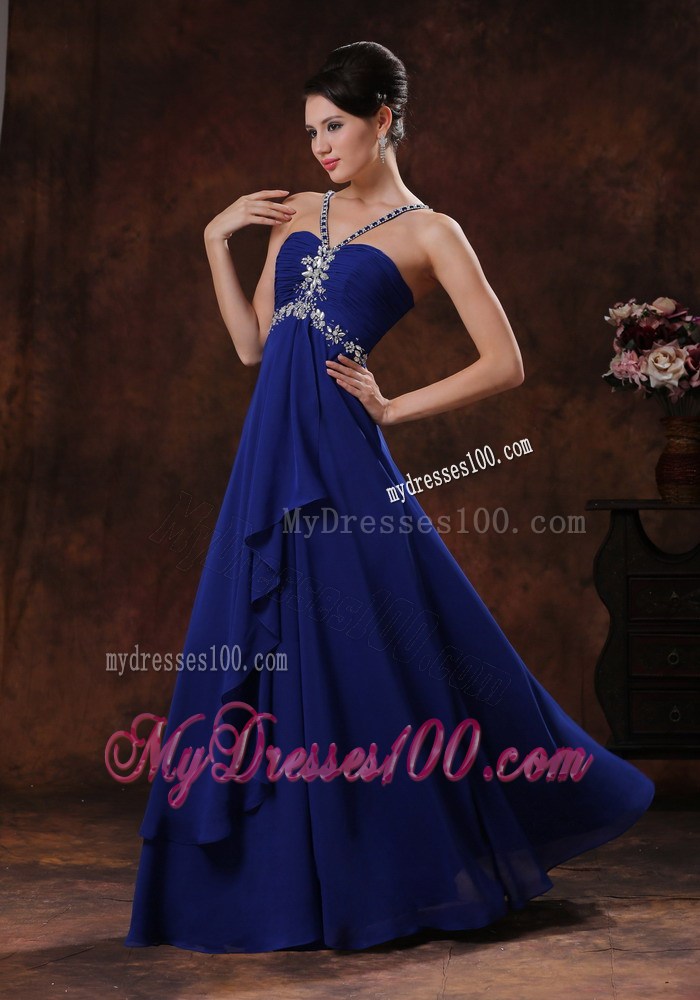 Deading Decorate Royal Blue V-neck Prom Dress for 2013 Fashion