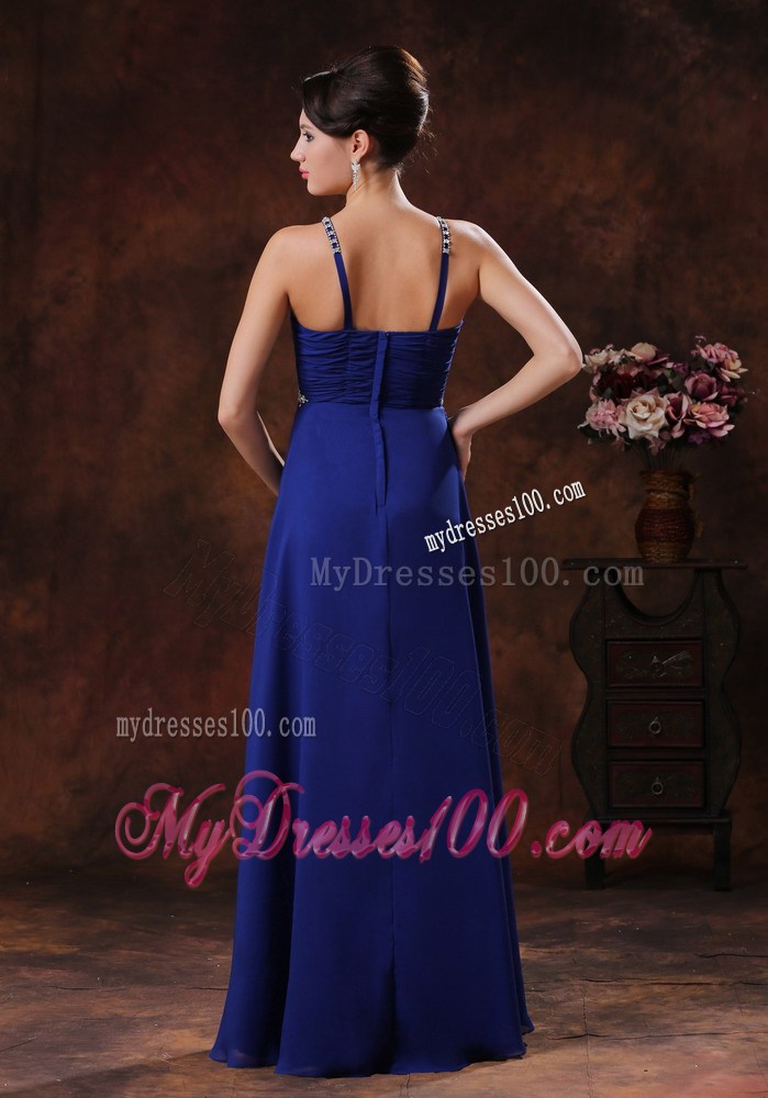 Deading Decorate Royal Blue V-neck Prom Dress for 2013 Fashion