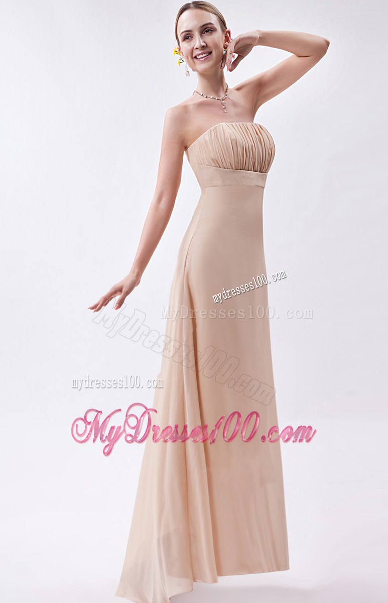 High-low Ruched Chiffon Dress for Prom in Champagne