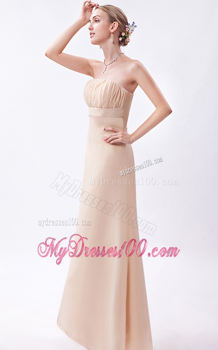 High-low Ruched Chiffon Dress for Prom in Champagne