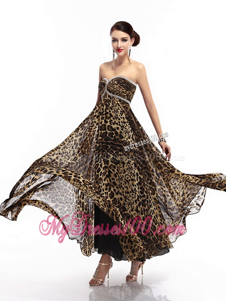 Cheap Sweetheart Leopard Floor Length Evening Dress for 2016