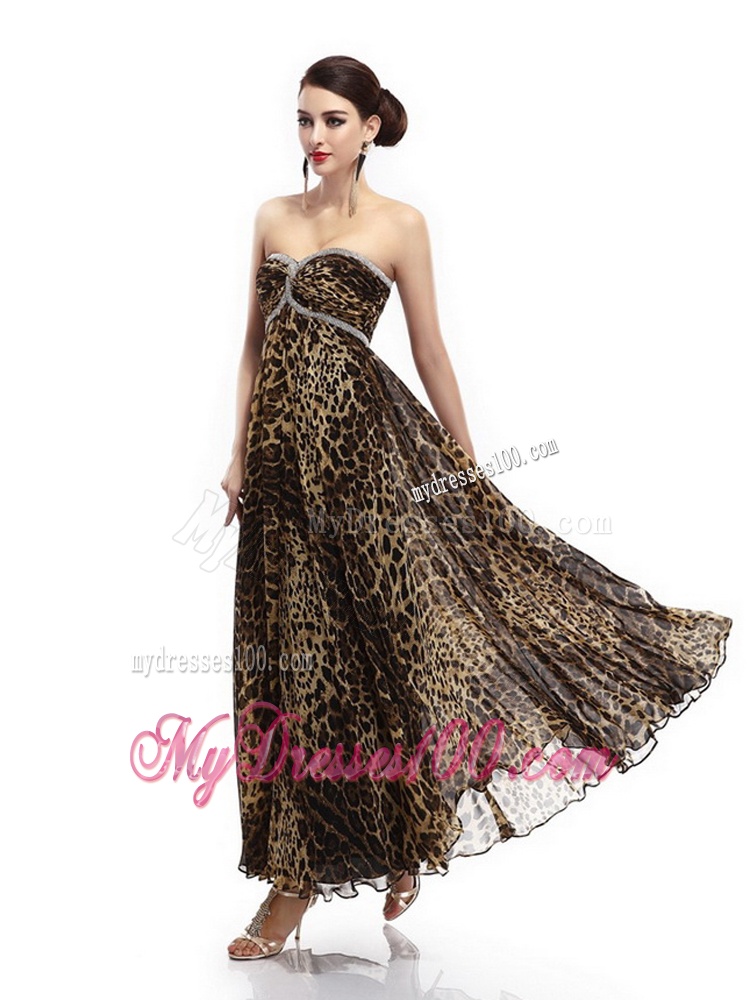 Cheap Sweetheart Leopard Floor Length Evening Dress for 2016