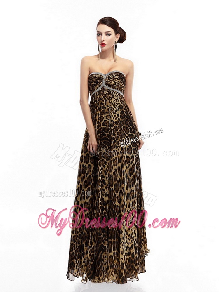 Cheap Sweetheart Leopard Floor Length Evening Dress for 2016