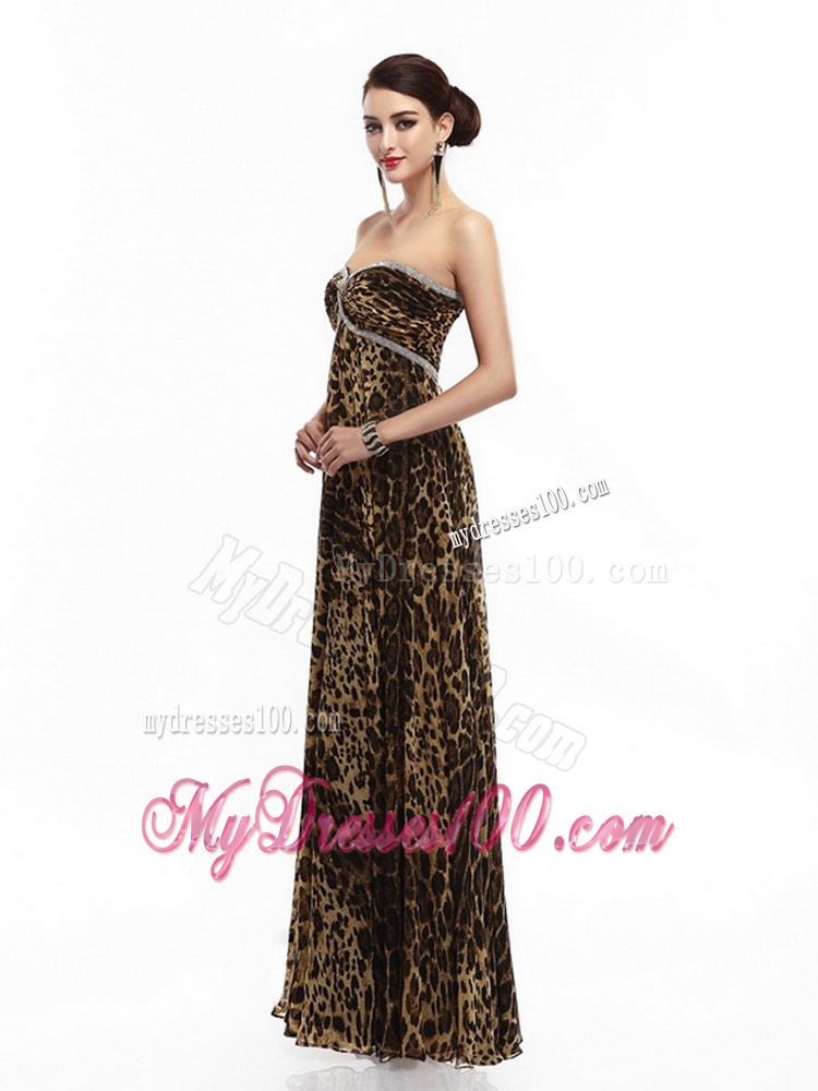 Cheap Sweetheart Leopard Floor Length Evening Dress for 2016