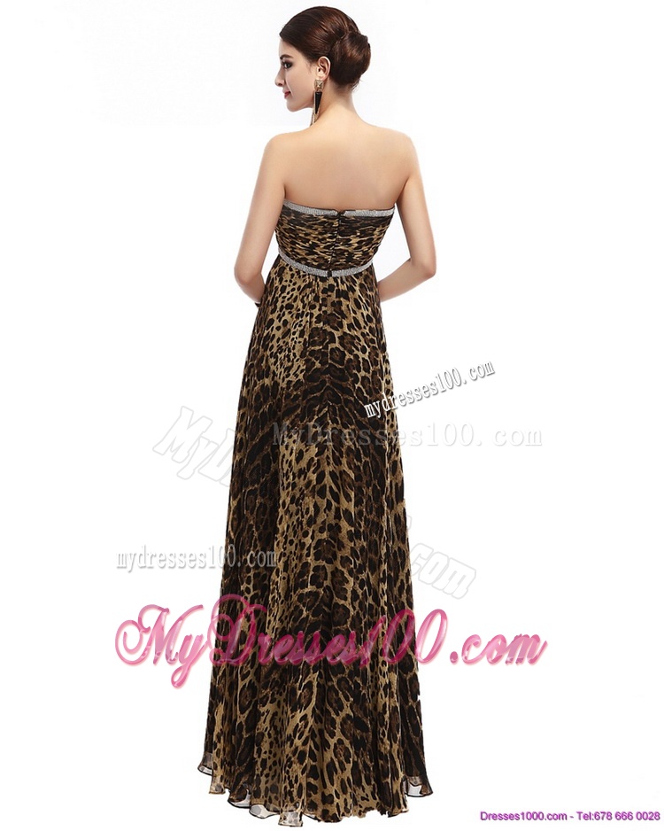 Cheap Sweetheart Leopard Floor Length Evening Dress for 2016