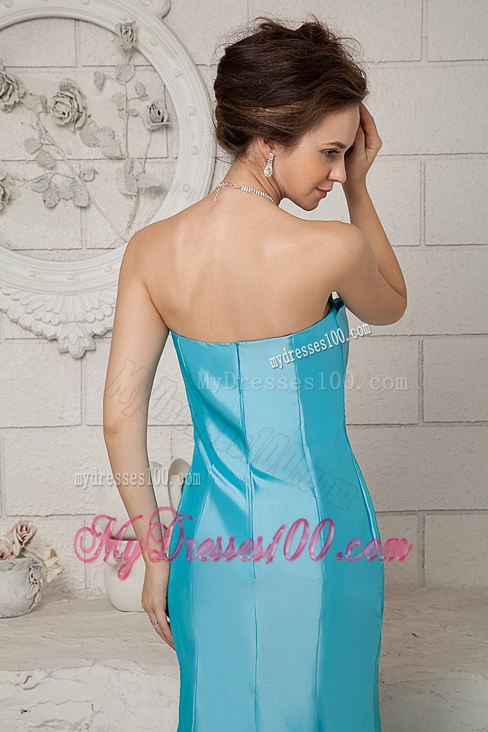 Ruffled Neckline Mermaid Dress for Prom Decorated with Beading and Court Train