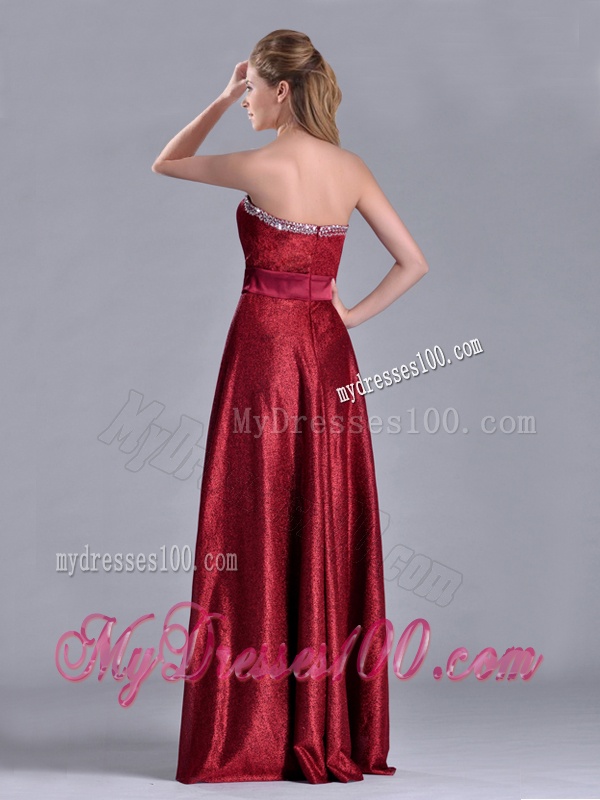 Classical Empire Sweetheart Wine Red Evening Dress with Beaded Top