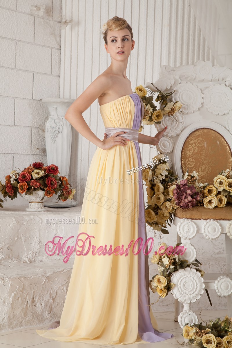 Colorful Empire Pleated Dress for Prom of Floor-length