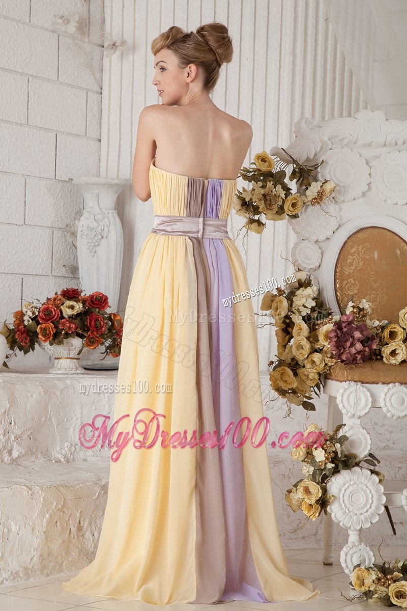 Colorful Empire Pleated Dress for Prom of Floor-length