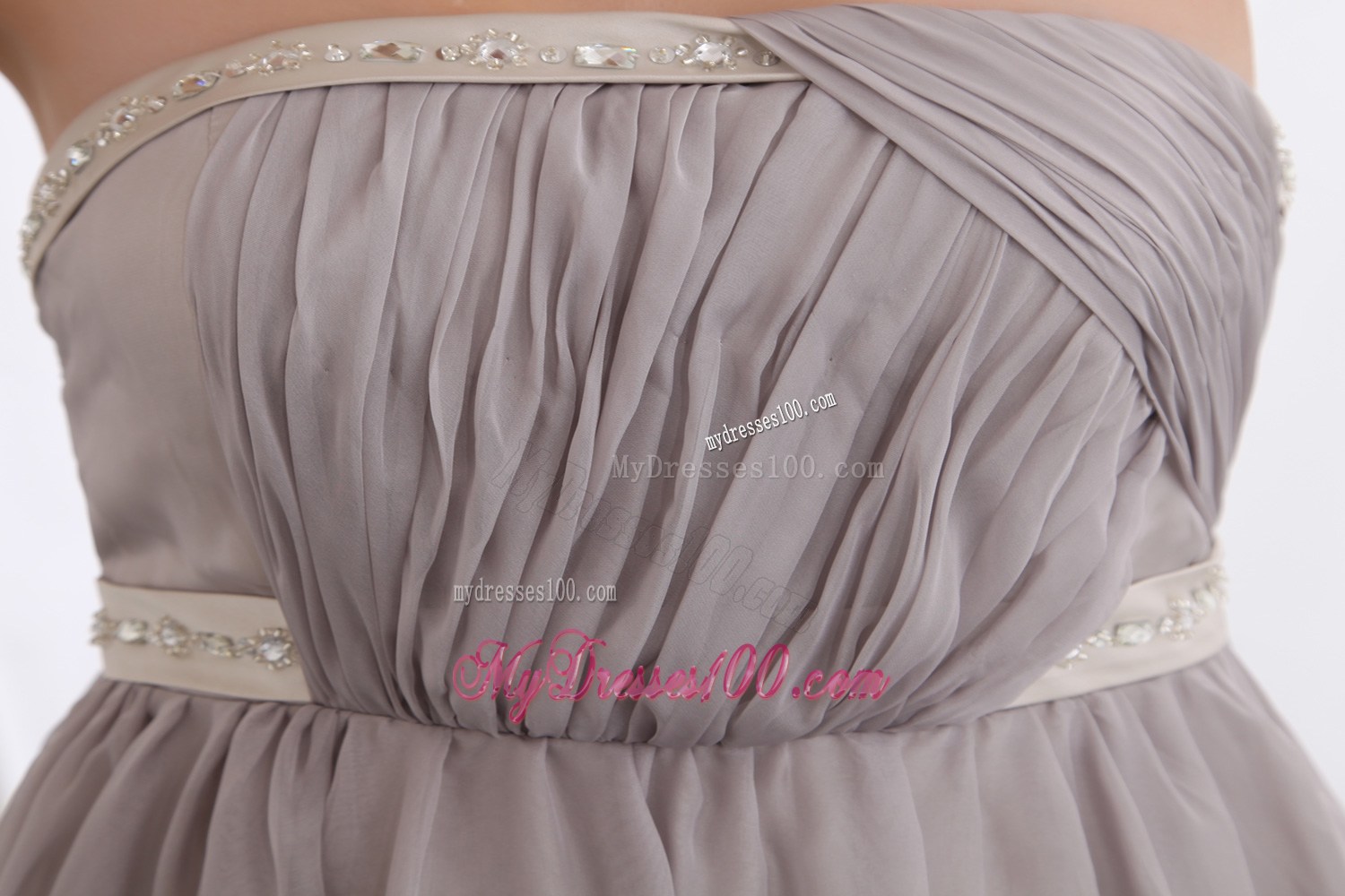 Low-key Pleated Grey Dresses for Prom with Court Train