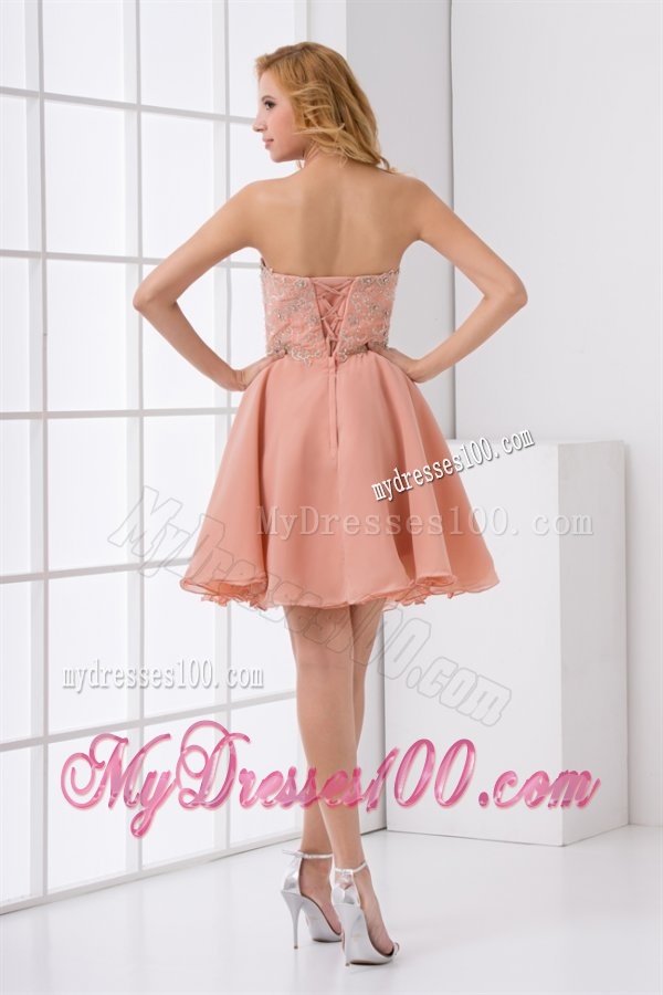 Cute A-line Sweetheart Beading Mini-length Chiffon Evening Dress